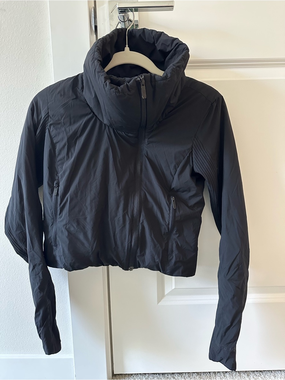 lululemon athletica Black Cropped Puffer Jacket with High Collar